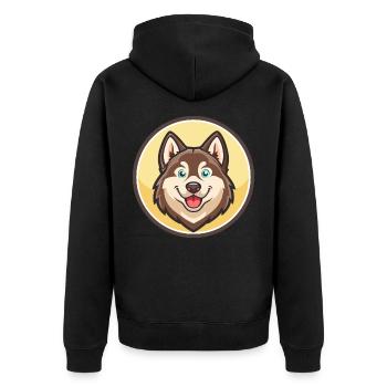 Mackenzie River Husky Dog Breed Cartoon Kawaii Pet - Unisex Premium Organic Zip Hoodie - black - Back - Nico (187cm)