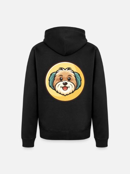 Havanese Dog Breed Colorful Cartoon Kawaii Clipart - Unisex Premium Organic Zip Hoodie - black