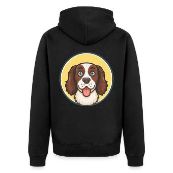 Large Munsterlander Dog Breed Funny Cartoon Kawaii - Unisex Premium Organic Zip Hoodie - black - Back - Nico (187cm)