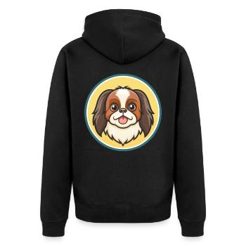 Japonais Menton Chien Race Dessin Animé Kawaii Clipart Animal de compagnie - Veste à capuche bio Premium Unisexe - noir - Dos - Nico (187cm)