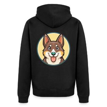 Lapponischer Hirte Hund Rasse Karikatur Kawaii Clipart - Unisex Premium Bio Zip Hoodie - Schwarz - Hinten - Nico (187cm)
