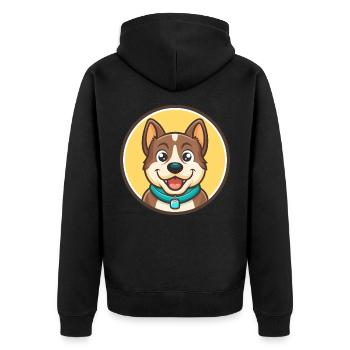 Kars race de chien dessin animé Kawaii Clipart Illustration - Veste à capuche bio Premium Unisexe - noir - Dos - Nico (187cm)