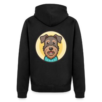 Kerry Blue Terrier Hunderasse Karikatur Kawaii - Unisex Premium Bio Zip Hoodie - Schwarz - Hinten - Nico (187cm)