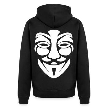 Anonymous face - Unisex Premium Organic Zip Hoodie - black - Back - Nico (187cm)