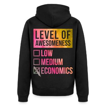 Wirtschaftswissenschaft - Unisex Premium Bio Zip Hoodie - Schwarz - Hinten - Nico (187cm)