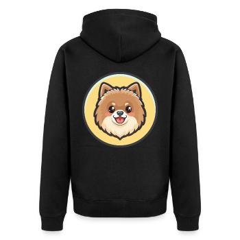 Pommersche Hunderasse Cartoon Kawaii Clipart Tier - Unisex Premium Bio Zip Hoodie - Schwarz - Hinten - Nico (187cm)