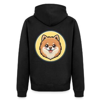 Pommersche Spitz Hunderasse Cartoon Kawaii Clipart - Unisex Premium Bio Zip Hoodie - Schwarz - Hinten - Nico (187cm)
