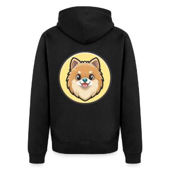 Pommersche Deutsche Spitz Hunderasse Karikatur Kawaii - Unisex Premium Bio Zip Hoodie - Schwarz - Hinten - Nico (187cm)