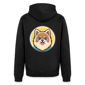 Nordic Spitz Dog Breed Cartoon Kawaii Clipart Pet - Unisex Premium Organic Zip Hoodie - black - Back - Nico (187cm)