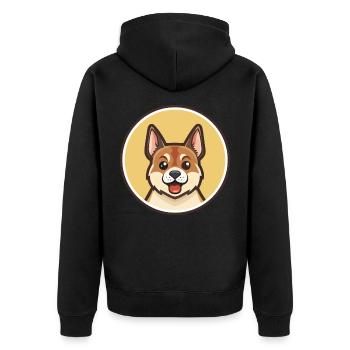 Mountain Feist Hunderasse Cartoon Kawaii Clipart - Unisex Premium Bio Zip Hoodie - Schwarz - Hinten - Nico (187cm)