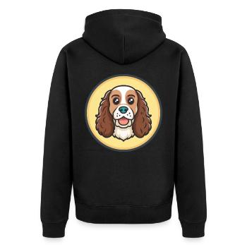 Norfolk Spaniel Dog Breed Cartoon Kawaii Clipart - Unisex Premium Organic Zip Hoodie - black - Back - Nico (187cm)