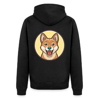 Neuguinea Singende Hunderasse Karikatur Kawaii - Unisex Premium Bio Zip Hoodie - Schwarz - Hinten - Nico (187cm)