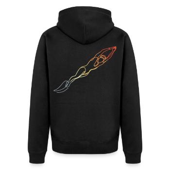 Schwimmen Retro Stil - Unisex Premium Bio Zip Hoodie - Schwarz - Hinten - Nico (187cm)
