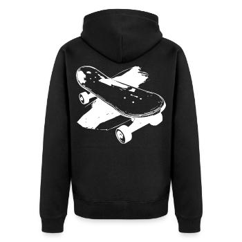 Skateboard Skizze - Unisex Premium Bio Zip Hoodie - Schwarz - Hinten - Nico (187cm)