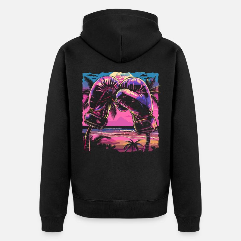 Gants de boxe Retrowave - Veste à capuche bio Premium Unisexe - noir