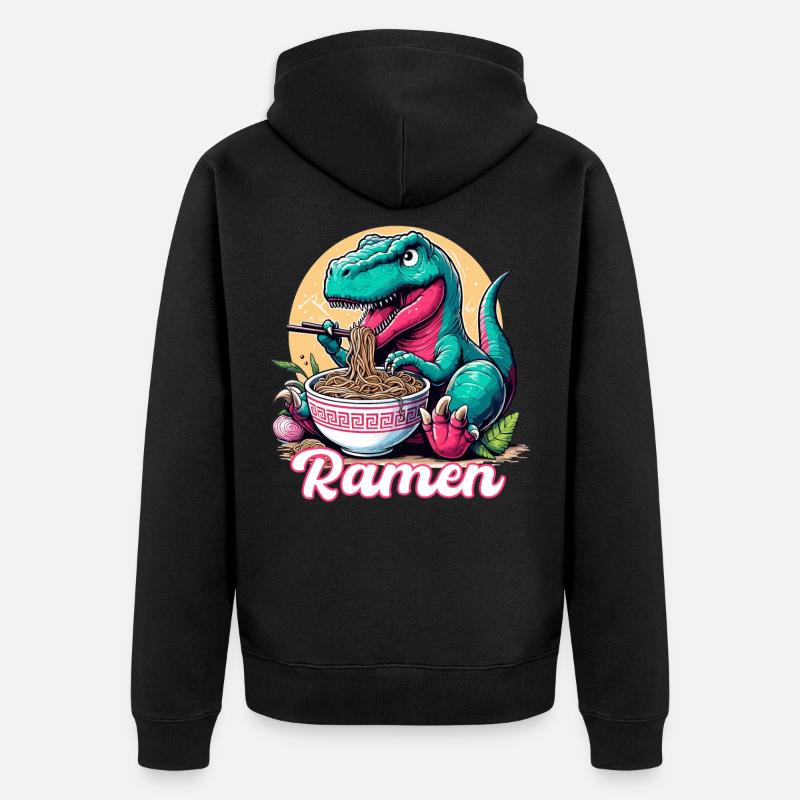 Mignon T-Rex Ramen Dinosaure Cadeau - Veste à capuche bio Premium Unisexe - noir