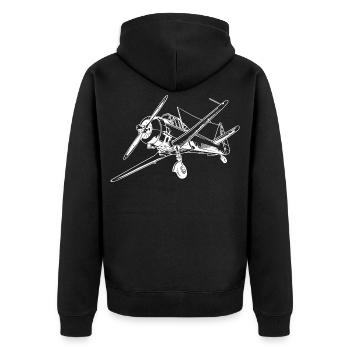 Dessin d’avion à hélice - Veste à capuche bio Premium Unisexe - noir - Dos - Nico (187cm)