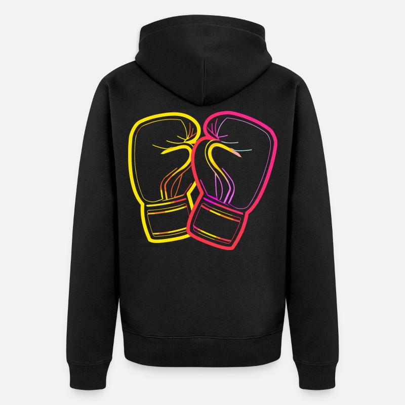 Dessin de gants de boxe - Veste à capuche bio Premium Unisexe - noir