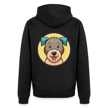 Pumi Hunderasse Cartoon Kawaii Clipart Illustration - Unisex Premium Bio Zip Hoodie - Schwarz - Hinten - Nico (187cm)