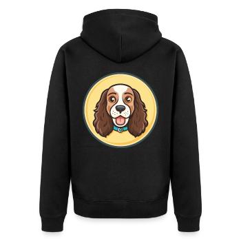Russian Spaniel Dog Breed Cartoon Kawaii Clipart - Unisex Premium Organic Zip Hoodie - black - Back - Nico (187cm)