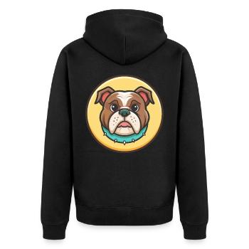 Serrano Bulldog Hunderasse Cartoon Kawaii Clipart - Unisex Premium Bio Zip Hoodie - Schwarz - Hinten - Nico (187cm)
