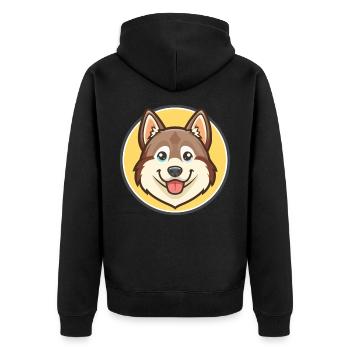 Chien Husky Sibérien, dessin animé Kawaii - Veste à capuche bio Premium Unisexe - noir - Dos - Nico (187cm)