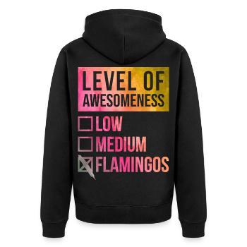 Flamingo - Unisex Premium Bio Zip Hoodie - Schwarz - Hinten - Nico (187cm)