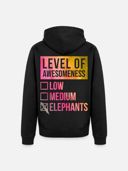 Elephant - Unisex Premium Organic Zip Hoodie - black