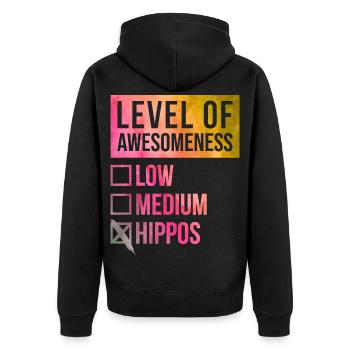 Nilpferd - Unisex Premium Bio Zip Hoodie - Schwarz - Hinten - Nico (187cm)