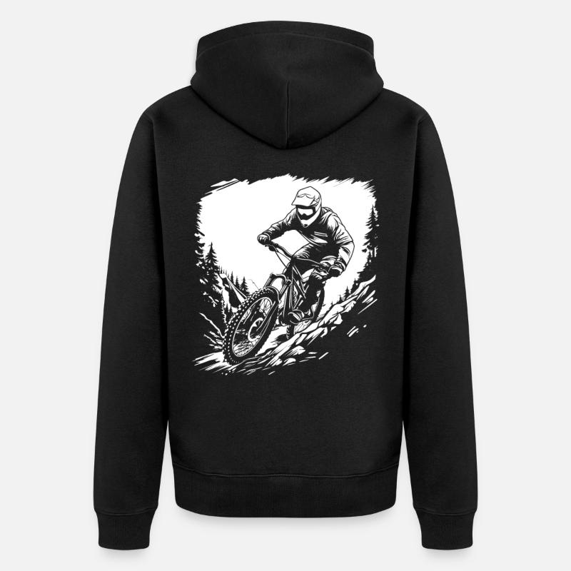 Croquis de VTT - Veste à capuche bio Premium Unisexe - noir
