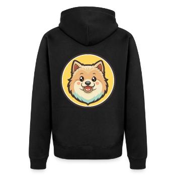 Spitz Chien Race Dessin animé Kawaii Clipart Animal Animal de compagnie - Veste à capuche bio Premium Unisexe - noir - Dos - Nico (187cm)