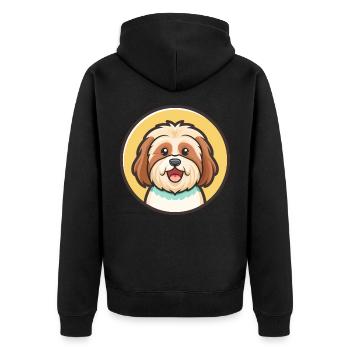 Tibetische Kyi Apso Hunderasse Cartoon Kawaii Clipart - Unisex Premium Bio Zip Hoodie - Schwarz - Hinten - Nico (187cm)