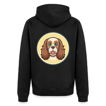 Sussex Spaniel Dog Breed Cartoon Kawaii Clipart - Unisex Premium Organic Zip Hoodie - black - Back - Nico (187cm)