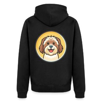 Tibetan Terrier Hund Rasse Karikatur Kawaii Clipart - Unisex Premium Bio Zip Hoodie - Schwarz - Hinten - Nico (187cm)