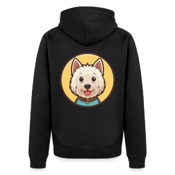 Westie Hund Rasse Cartoon Kawaii Clipart Tier Haustier - Unisex Premium Bio Zip Hoodie - Schwarz - Hinten - Nico (187cm)