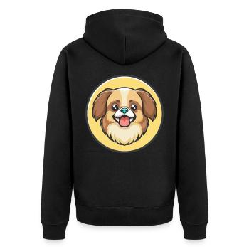 Épagneul tibétain chien race dessin animé Kawaii Clipart - Veste à capuche bio Premium Unisexe - noir - Dos - Nico (187cm)