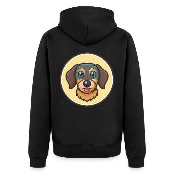 Drahthaariger Dackel Hunderasse Cartoon Kawaii Haustier - Unisex Premium Bio Zip Hoodie - Schwarz - Hinten - Nico (187cm)