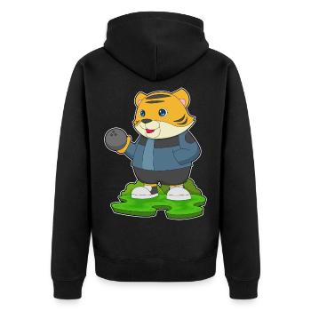 Tiger Bowling Bowlingkugel - Unisex Premium Bio Zip Hoodie - Schwarz - Hinten - Nico (187cm)