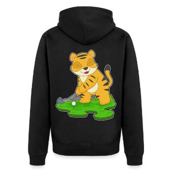 Tiger Golf Golfschläger - Unisex Premium Bio Zip Hoodie - Schwarz - Hinten - Nico (187cm)