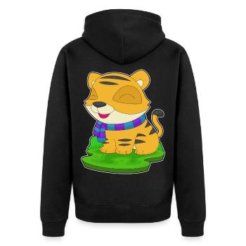 Écharpe d’hiver Tigre - Veste à capuche bio Premium Unisexe - noir - Dos - Nico (187cm)