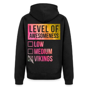 Wikinger - Unisex Premium Bio Zip Hoodie - Schwarz - Hinten - Nico (187cm)