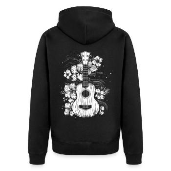 Ukulele Comic Look - Unisex Premium Bio Zip Hoodie - Schwarz - Hinten - Nico (187cm)