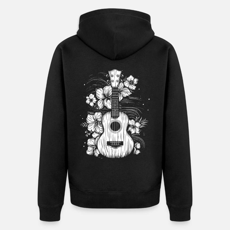 Ukulélé Look Bande Dessinée - Veste à capuche bio Premium Unisexe - noir