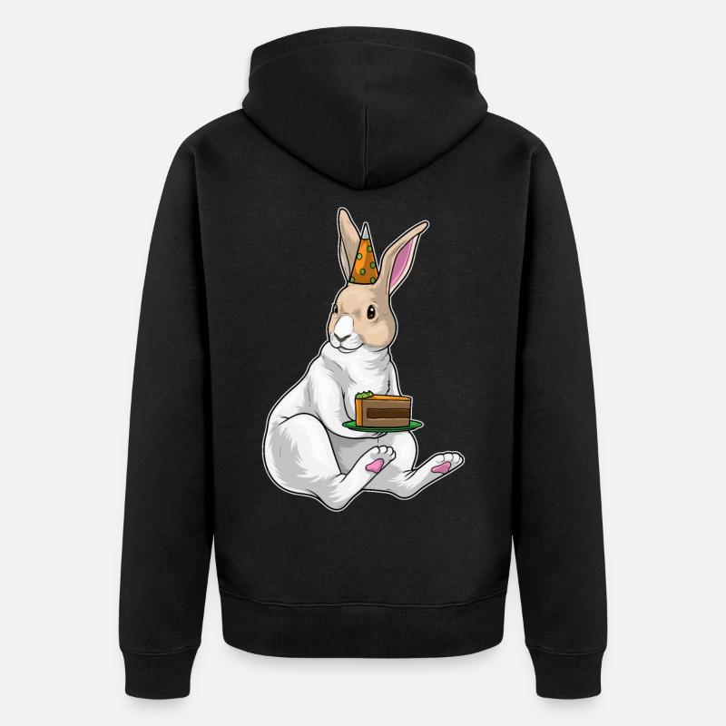 Gâteau d’anniversaire lapin - Veste à capuche bio Premium Unisexe - noir