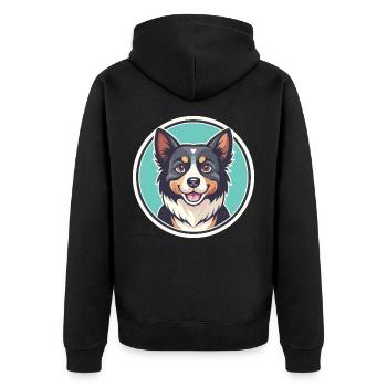 Aidi chien race dessin animé Kawaii Clipart Illustration - Veste à capuche bio Premium Unisexe - noir - Dos - Nico (187cm)