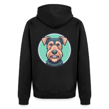 Airedale Terrier Chien Race Dessin animé Kawaii Clipart - Veste à capuche bio Premium Unisexe - noir - Dos - Nico (187cm)