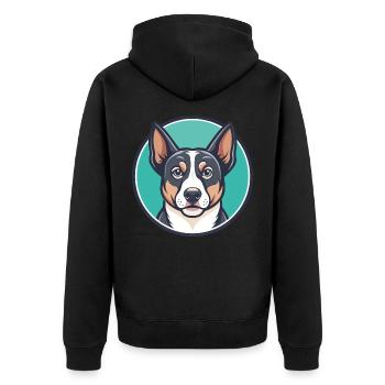 Österreichischer Brandlbracke Hund Rasse Cartoon Kawaii Haustier - Unisex Premium Bio Zip Hoodie - Schwarz - Hinten - Nico (187cm)