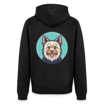 Australian Silky Terrier Dog Breed Cartoon Kawaii - Unisex Premium Organic Zip Hoodie - black - Back - Nico (187cm)