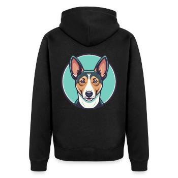 Basenji Dog Breed Cartoon Character Kawaii Clipart - Unisex Premium Organic Zip Hoodie - black - Back - Nico (187cm)