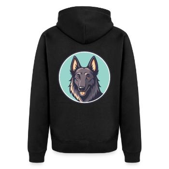 Belgische Groenendael Hunderasse Lustige Karikatur Kawaii - Unisex Premium Bio Zip Hoodie - Schwarz - Hinten - Nico (187cm)